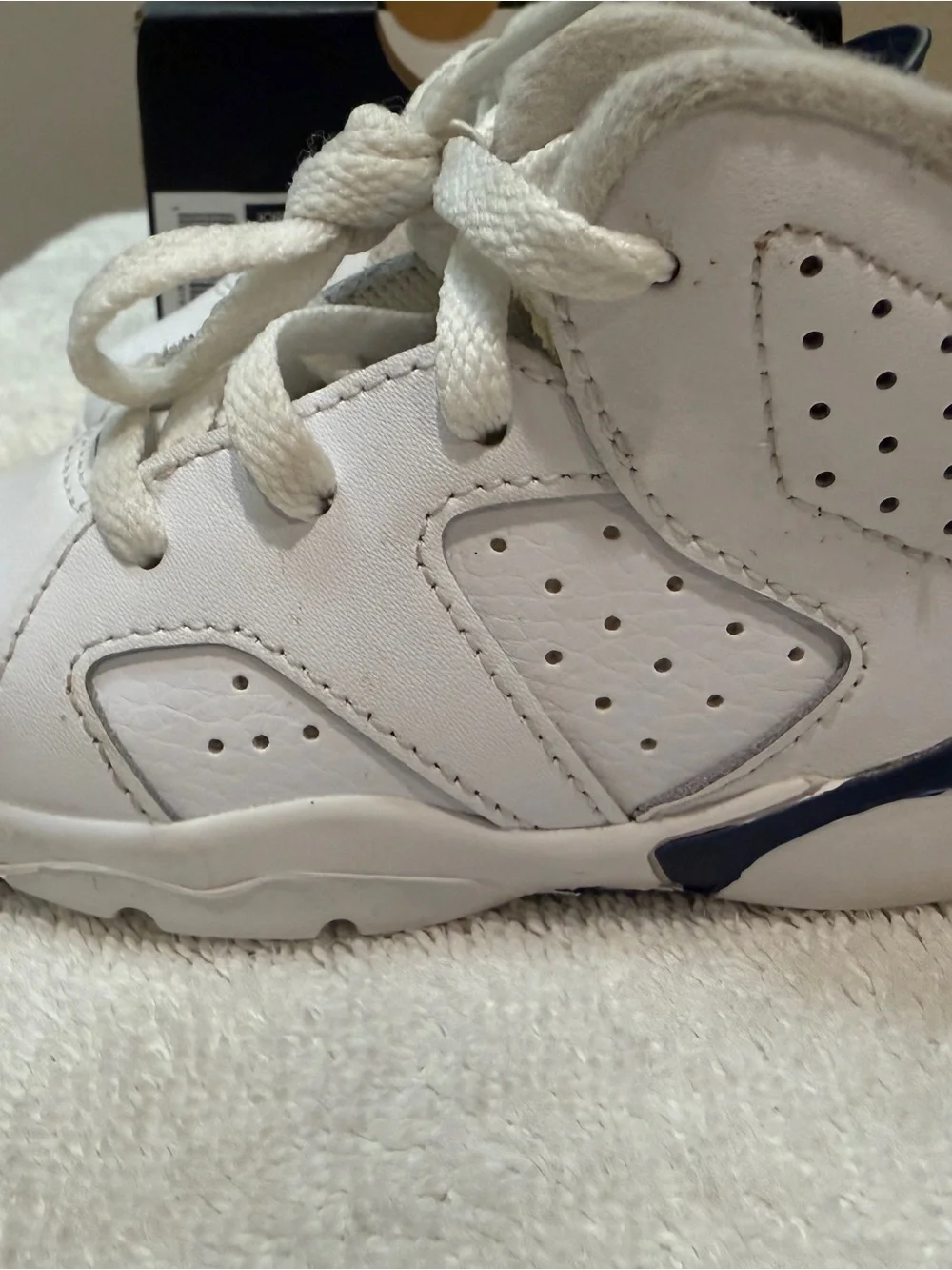 Nike Kids White and Navy Jordan Basketball Sneakers